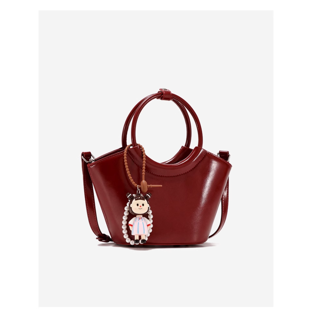 Tang Red 25 Glazed Scarlet Bucket Bag
