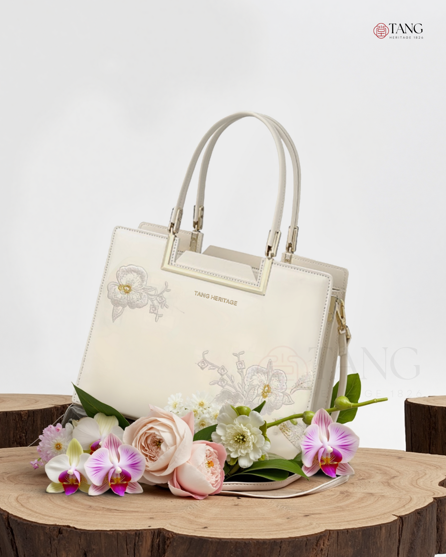 Tang Red 28 Embroidered Orchid Tote