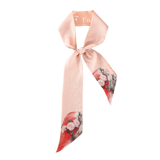 Blush Roses 100% Mulberry Silk Twilly