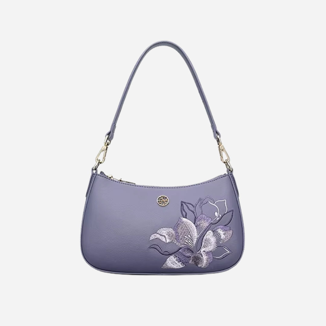 Tang Red 24 Embroidered Peony Shoulder Bag