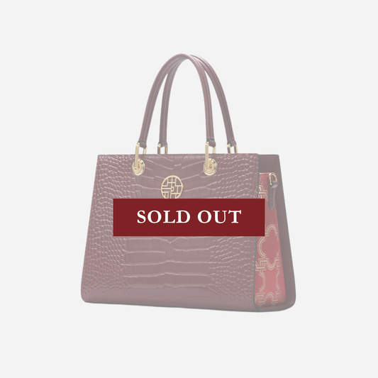 Tang Red 30 Crocodile-Embossed Brocade Tote
