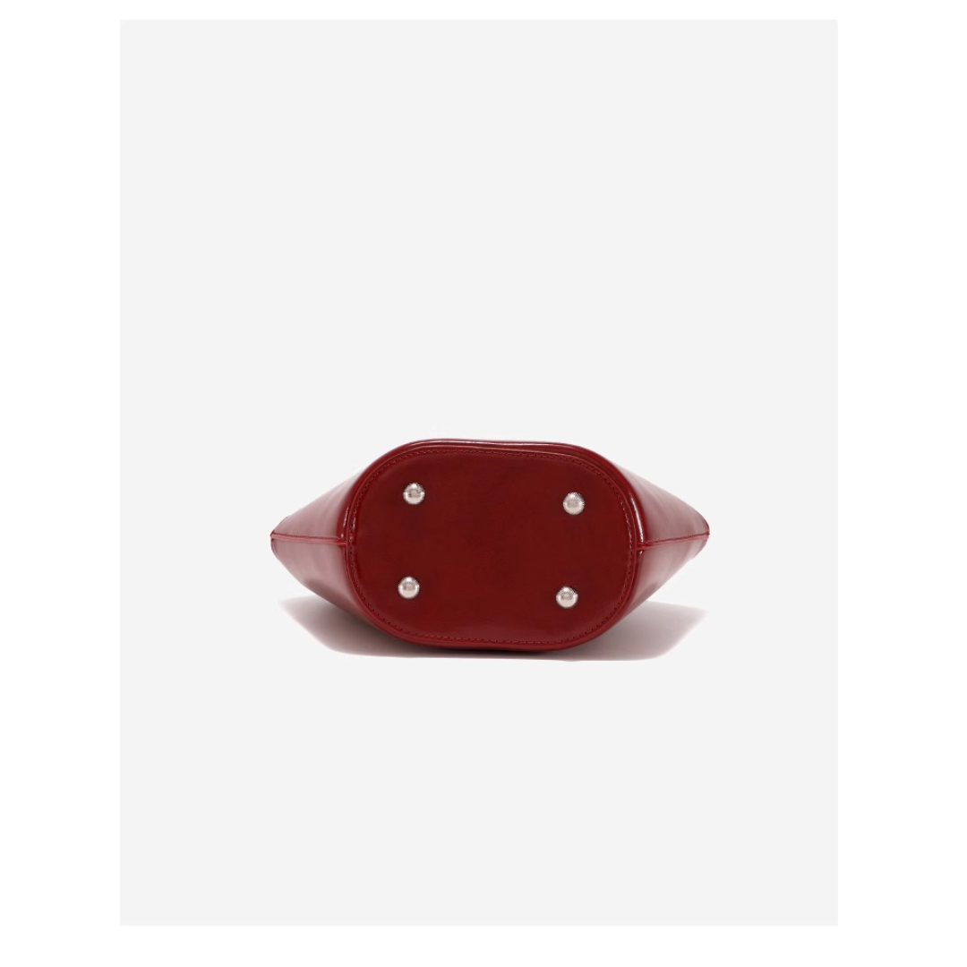 Tang Red 25 Glazed Scarlet Bucket Bag
