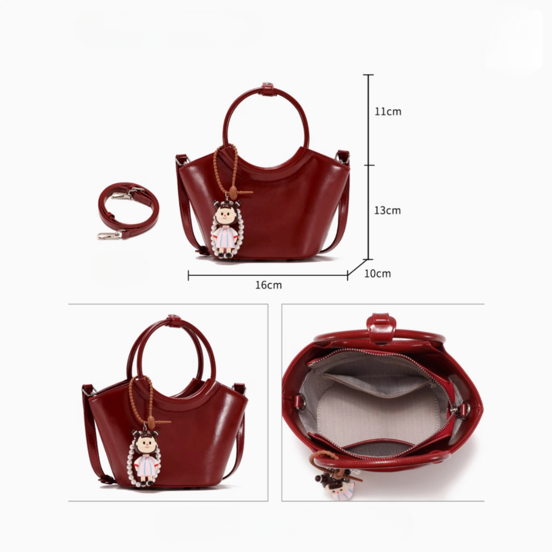 Tang Red 25 Glazed Scarlet Bucket Bag