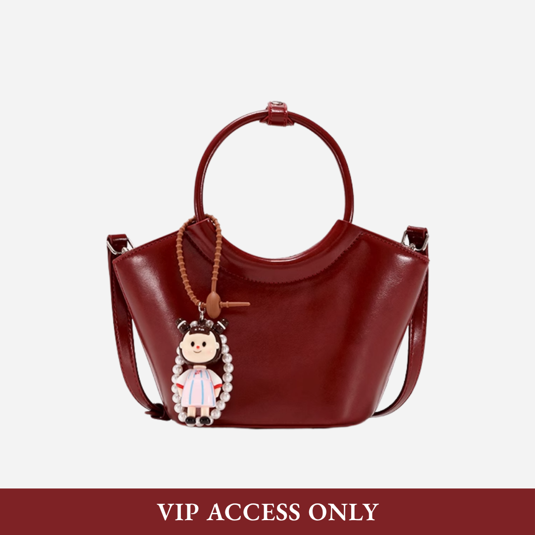 Tang Red 25 Glazed Scarlet Bucket Bag
