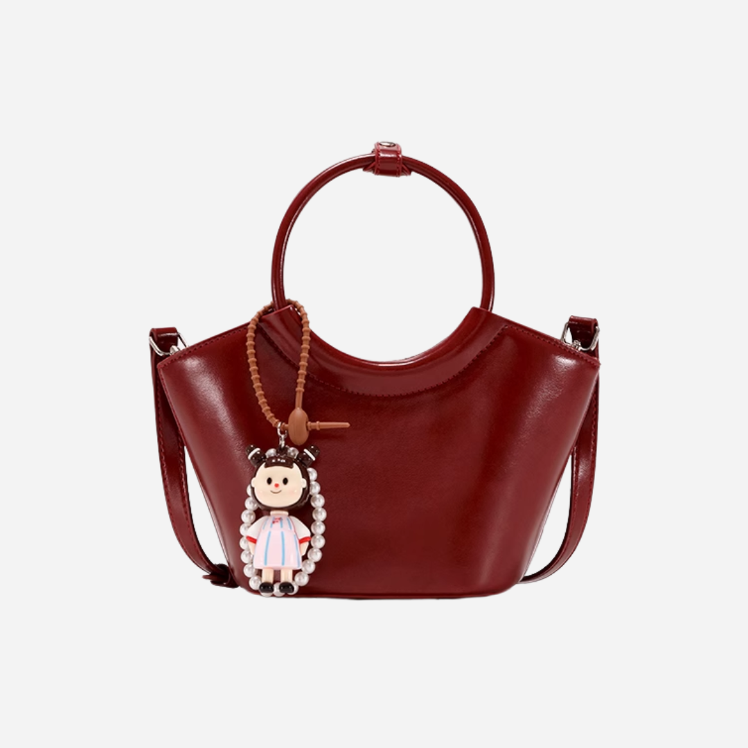 Tang Red 25 Glazed Scarlet Bucket Bag
