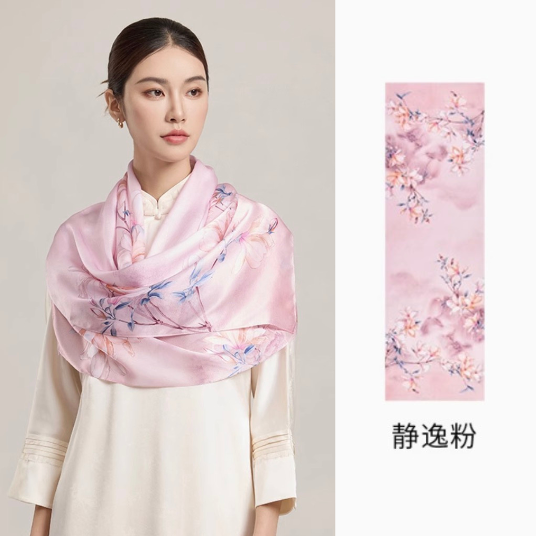 Soft Pale Breeze Mulberry Silk Scarf (170x53cm)