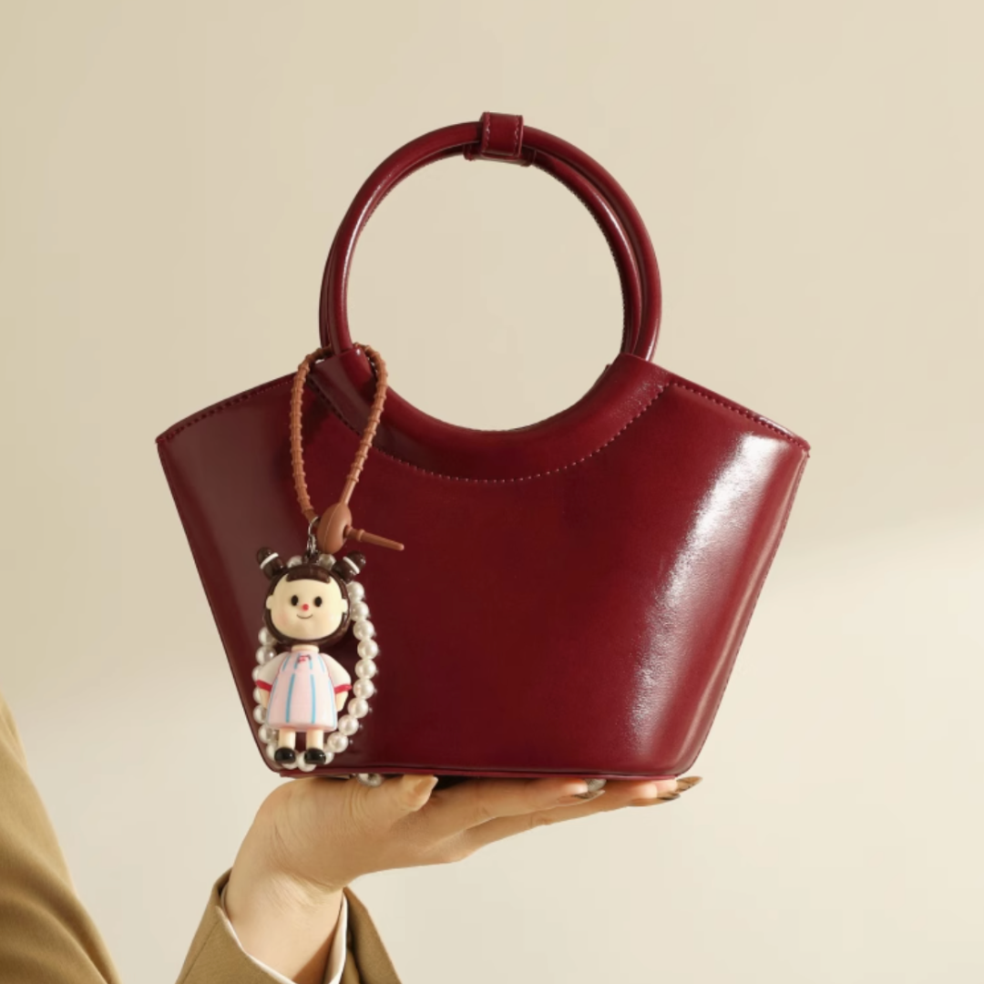 Tang Red 25 Glazed Scarlet Bucket Bag