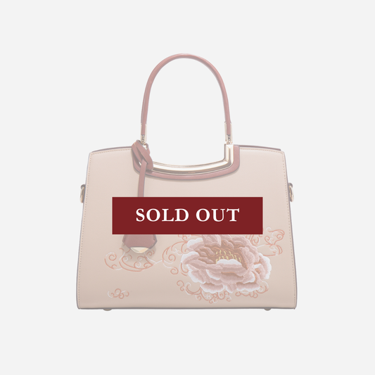 Tang Red 29 Embroidered-Peony Tote III