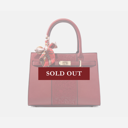 Tang Red 29 Embossed Floral Tote II