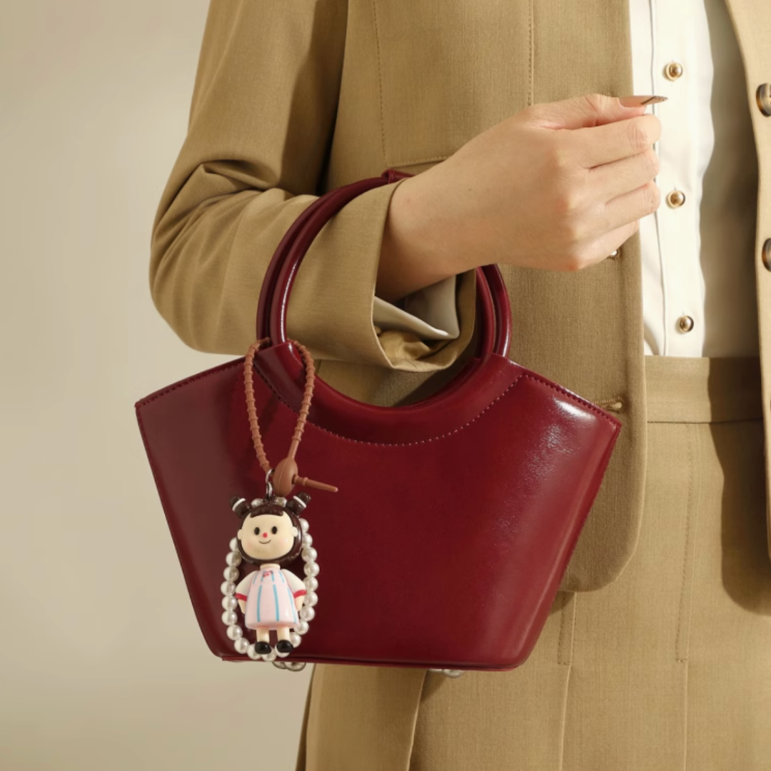 Tang Red 25 Glazed Scarlet Bucket Bag
