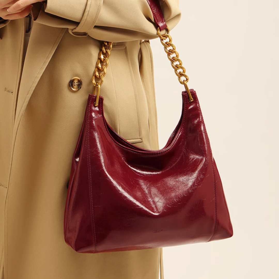 Tang Red 29 Glazed Scarlet Hobo Bag