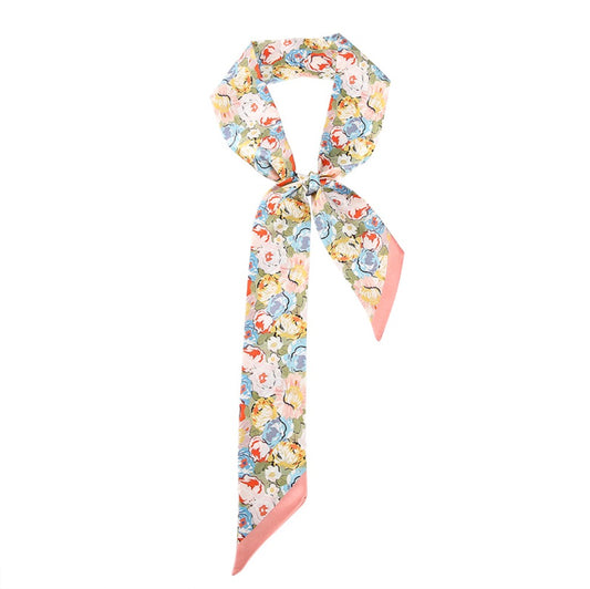 Pastel Garden 100% Mulberry Silk Twilly