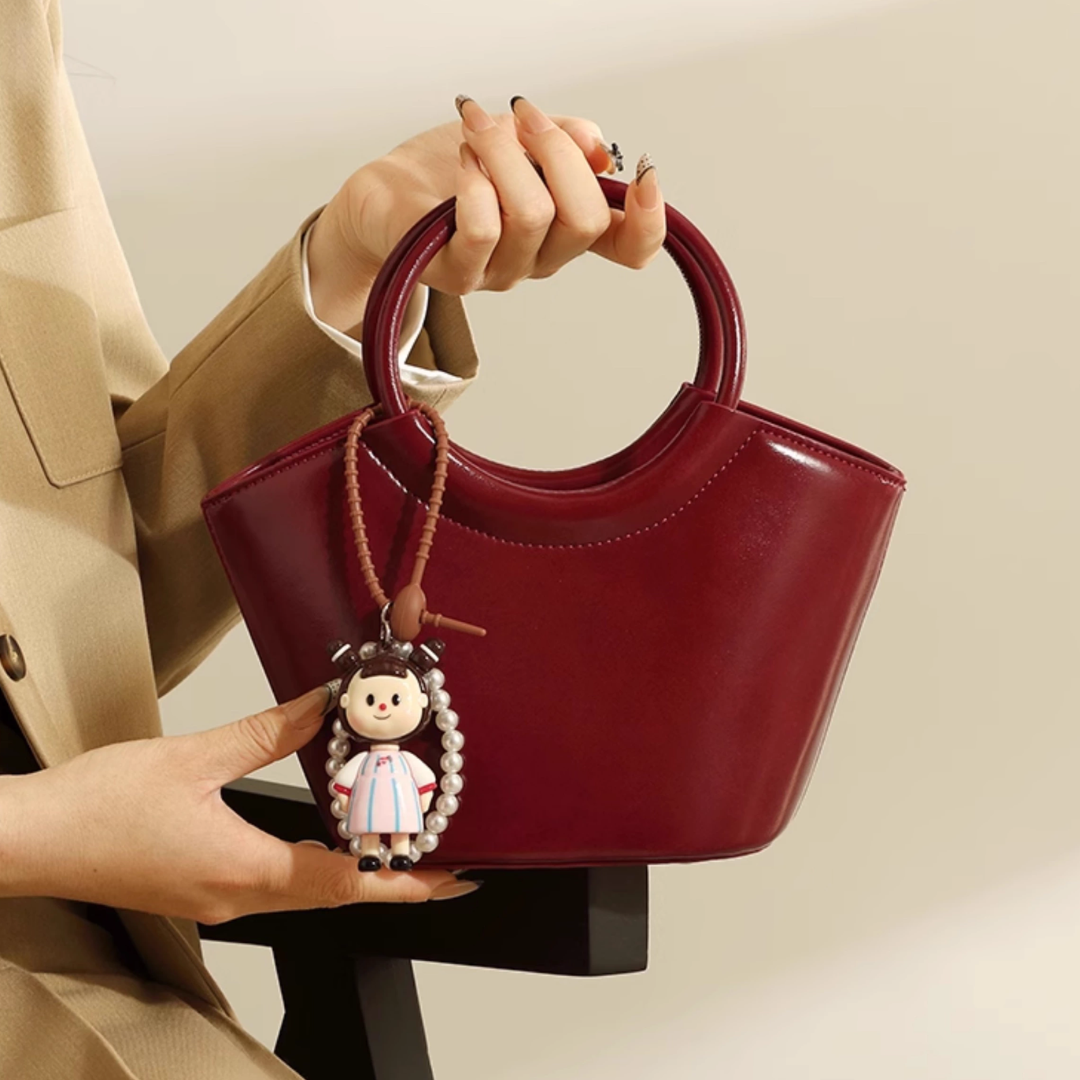 Tang Red 25 Glazed Scarlet Bucket Bag