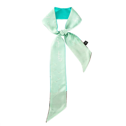 Graceful Crane 100% Mulberry Silk Twilly