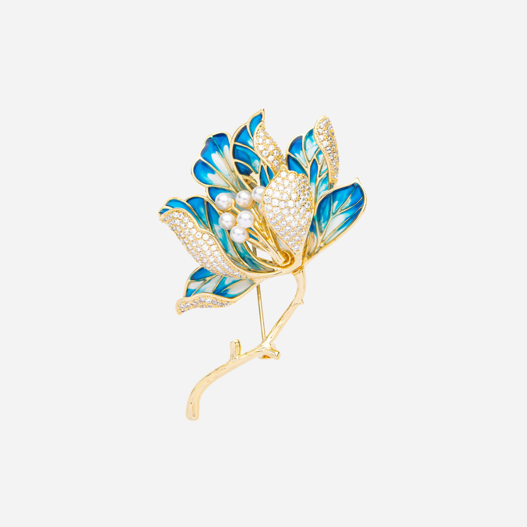Pearl Heart Magnolia Brooch