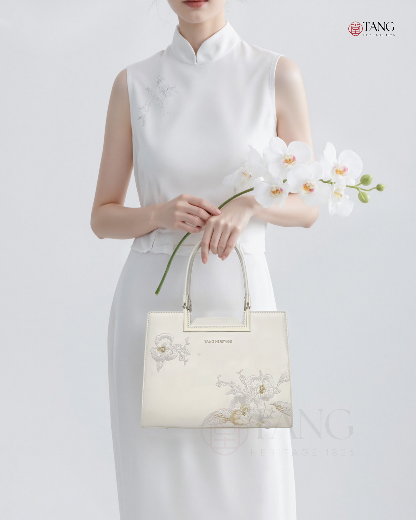 Tang Red 28 Embroidered Orchid Tote