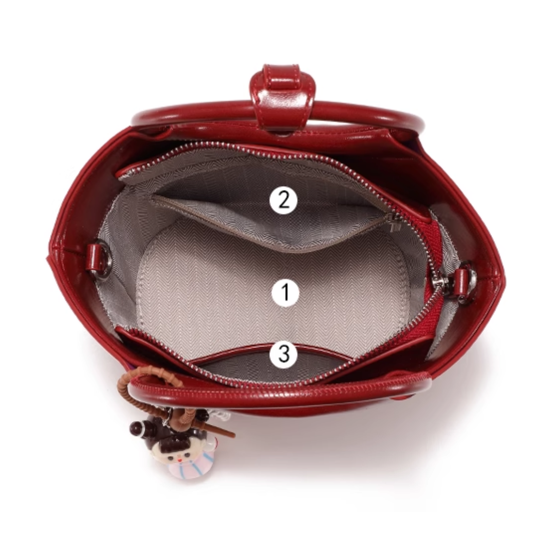 Tang Red 25 Glazed Scarlet Bucket Bag