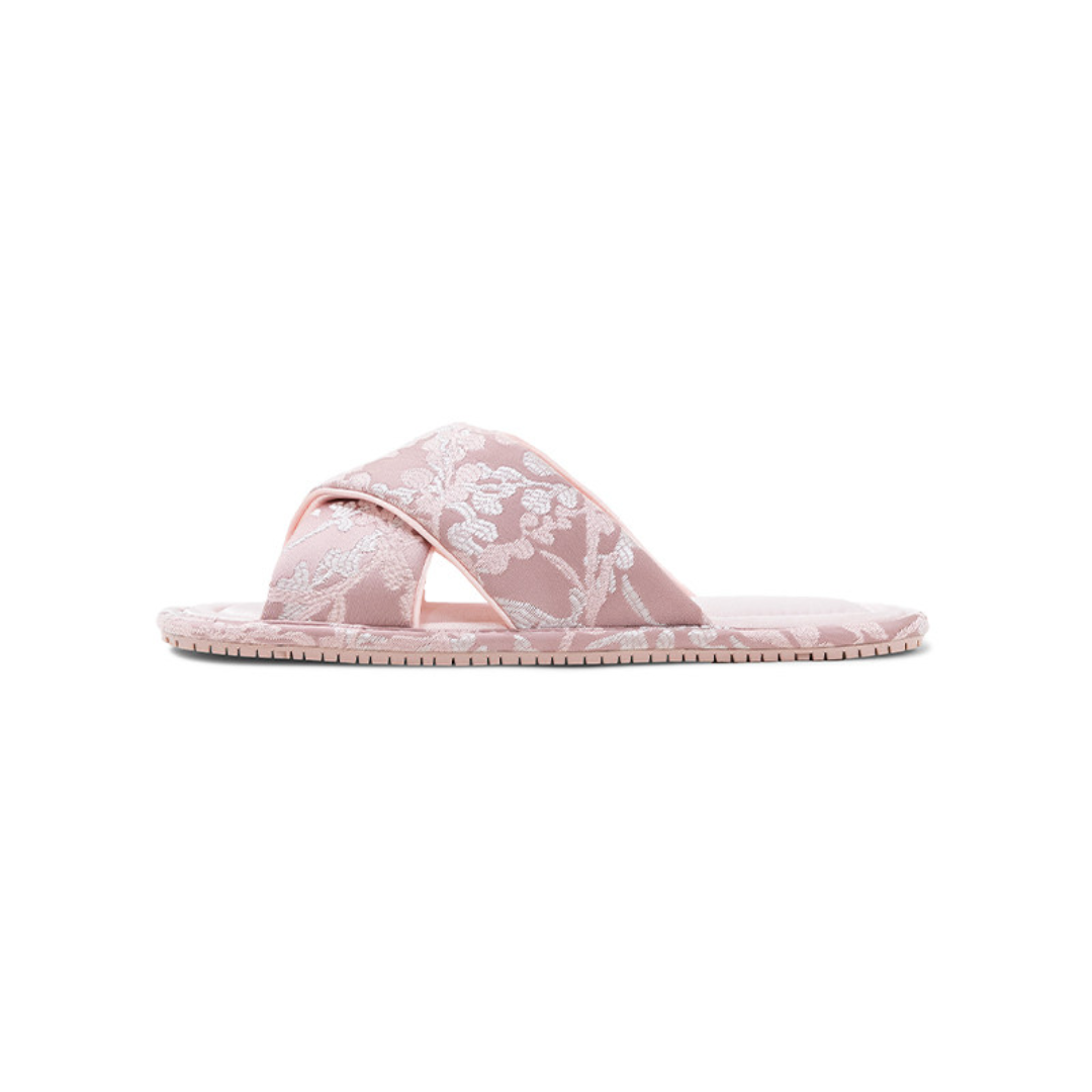 Cloud Vine Jacquard Satin Women Indoor Slipper