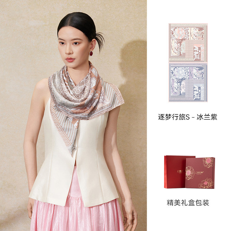 Dream Voyage Reversible Mulberry Silk Jacquard Scarf