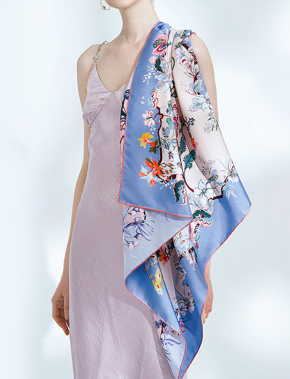 Enchanted Blossom Mulberry Silk Scarf (90cm)