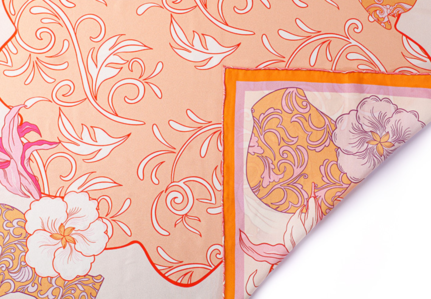 Petal Harmony Mulberry Silk Scarf (60cm)