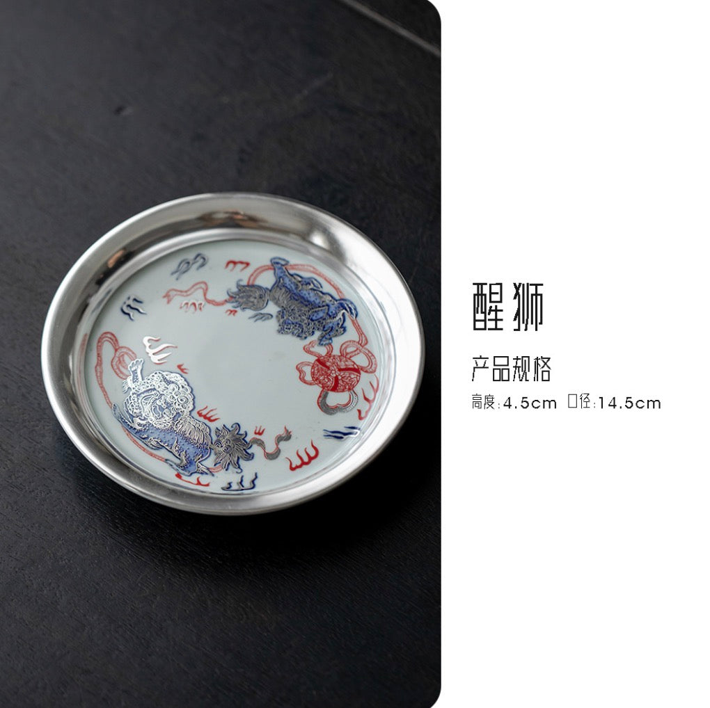 999 Sterling Silver Lion Tea Pot Holder