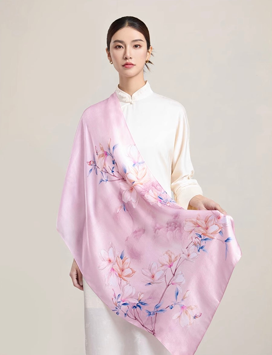 Soft Pale Breeze Mulberry Silk Scarf (170x53cm)