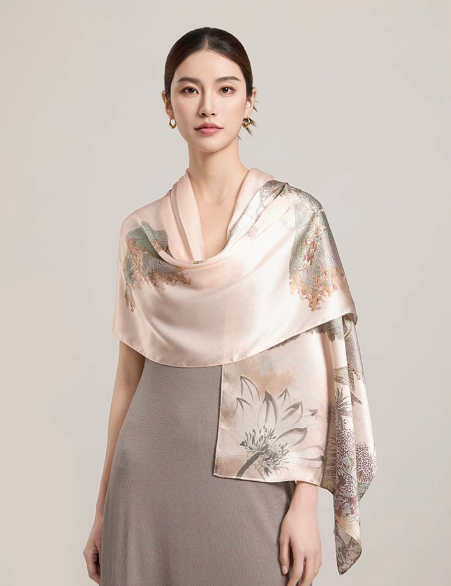 Amber Garden Mulberry Silk Scarf (170x53cm)