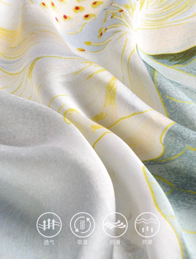 Lotus Dew Veil Mulberry Silk Scarf (170x53cm)