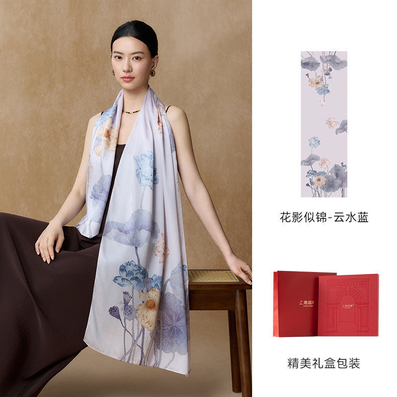 Silken Garden Printed Mulberry Silk Shawl / Scarf