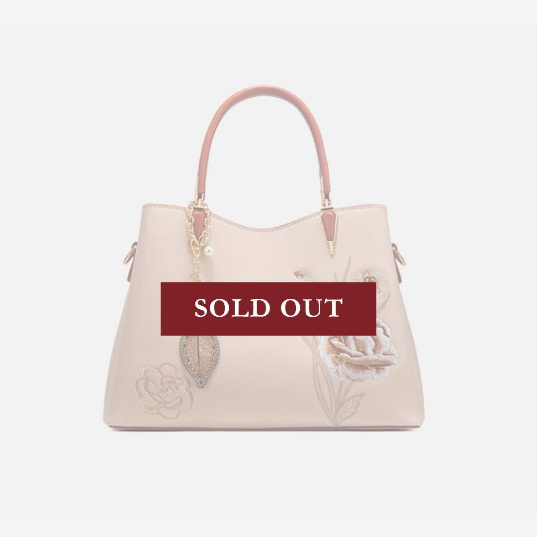 Tang Red 28 Embroidered-Peony Tote IV