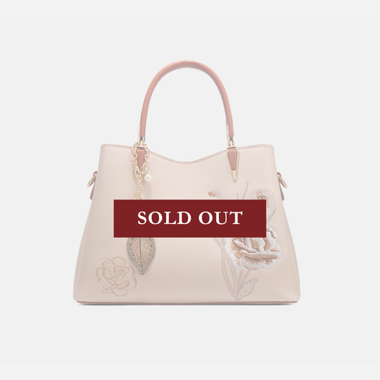 Tang Red 28 Embroidered-Peony Tote IV