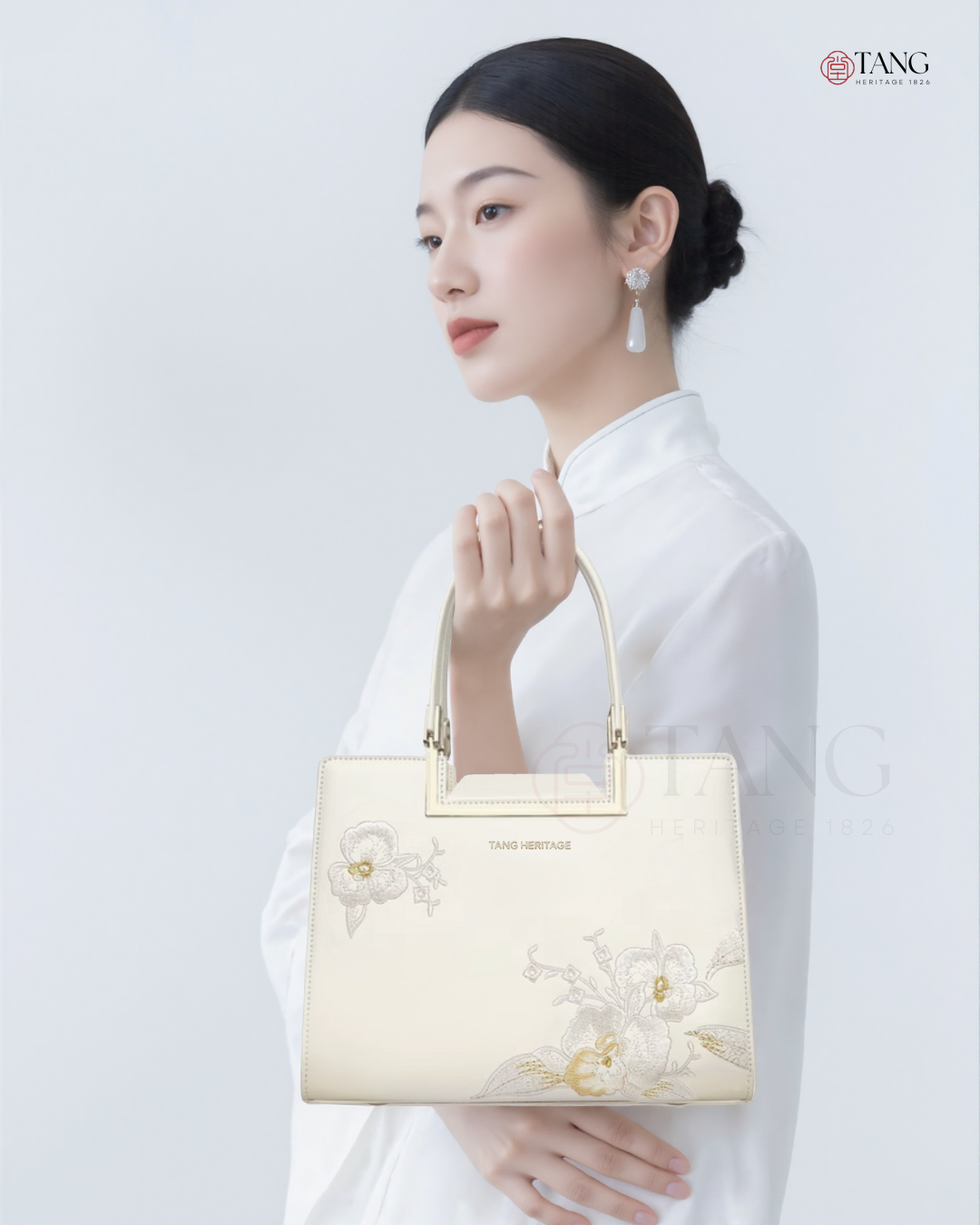 Tang Red 28 Embroidered Orchid Tote