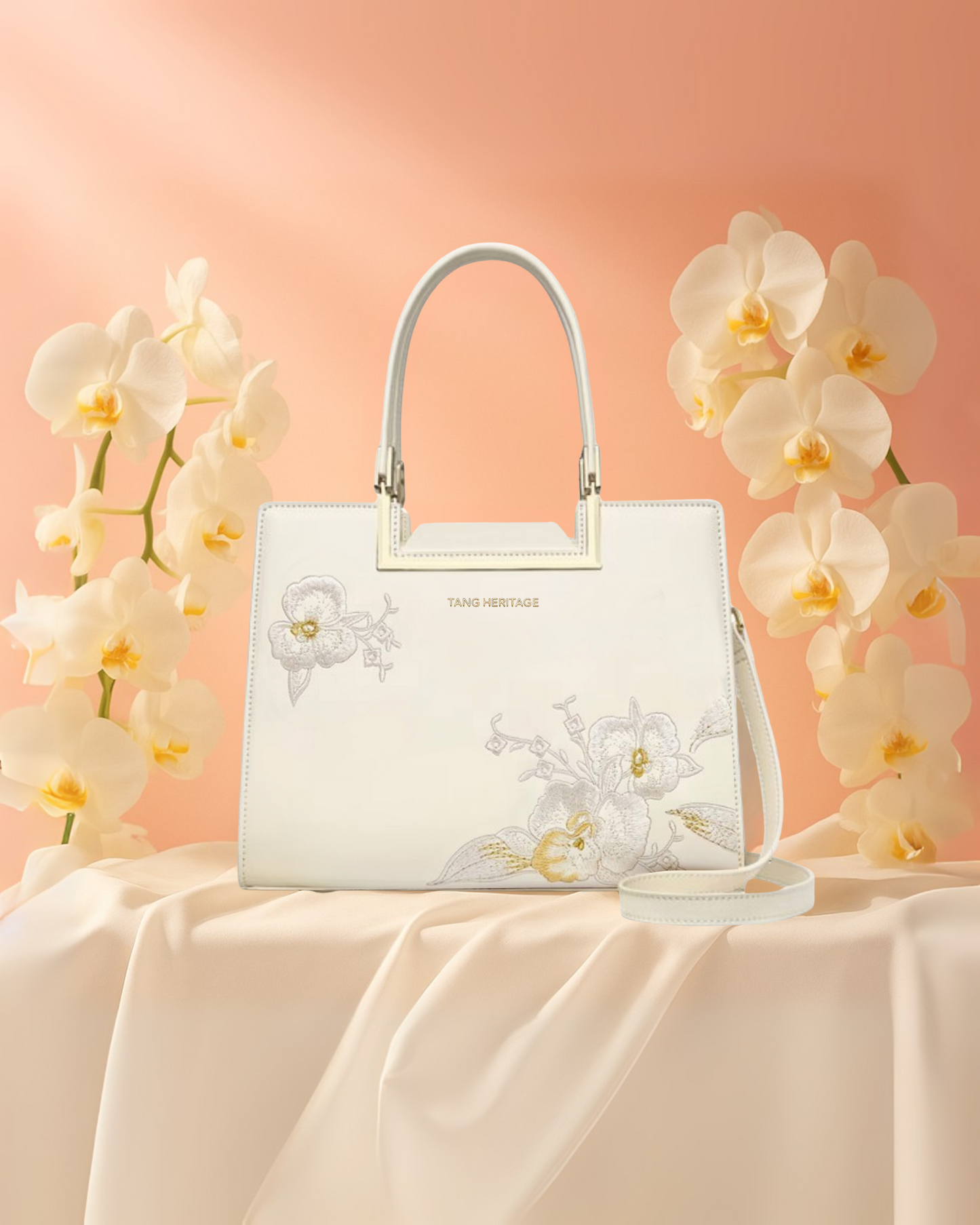 Tang Red 28 Embroidered Orchid Tote