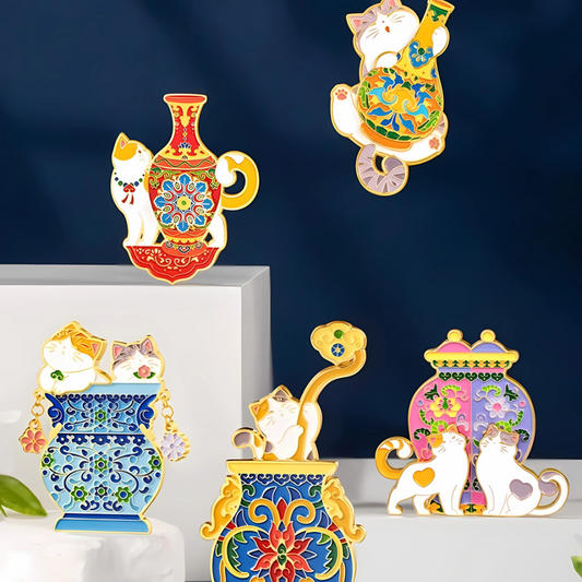 Whimsical Palace Cat Fridge Magnet Gift Set