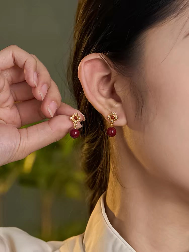 Rosalind Cinnabar Clover Stud Earrings