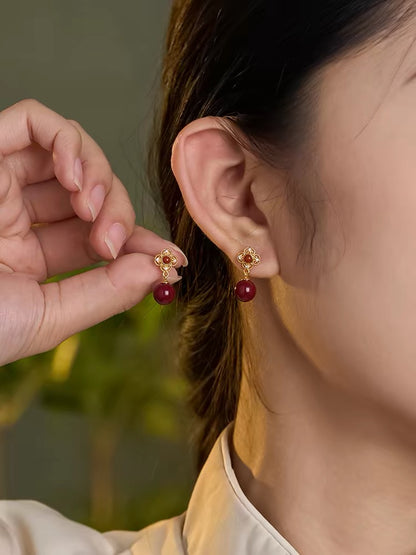 Rosalind Cinnabar Clover Stud Earrings