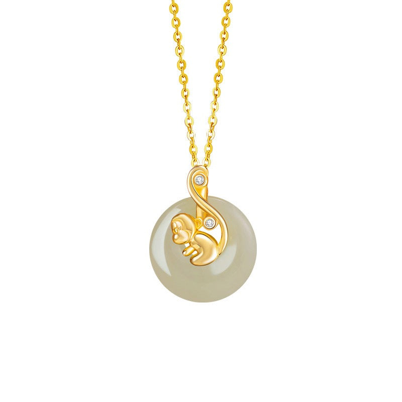 Fire Goat 2027 Jade Peace Buckle Necklace