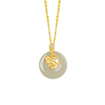 Fire Goat 2027 Jade Peace Buckle Necklace
