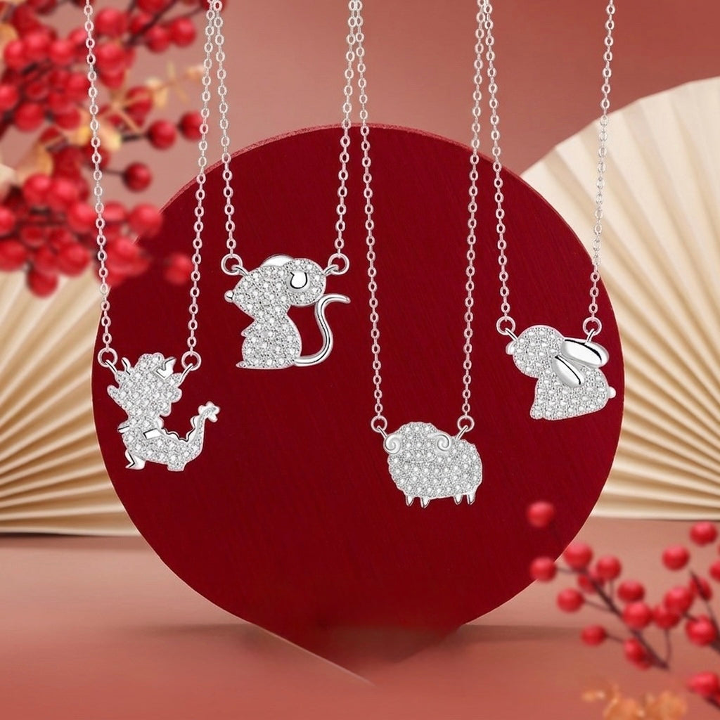 Fire Goat 2027 Zodiac Pavé Zirconia Necklace