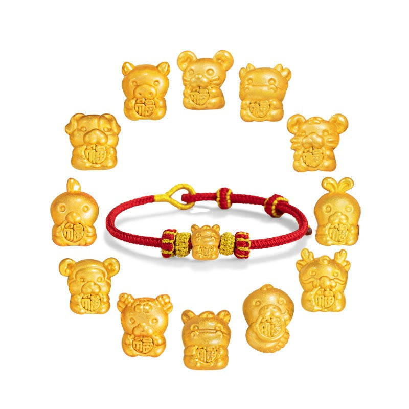 Fire Goat 2027 Zodiac Fortune Bead Red Cord Bracelet
