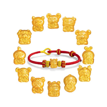 Fire Goat 2027 Zodiac Fortune Bead Red Cord Bracelet