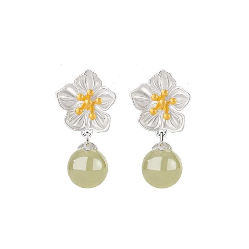 Twelve Flower Goddesses Hetian Jade Drop Earrings