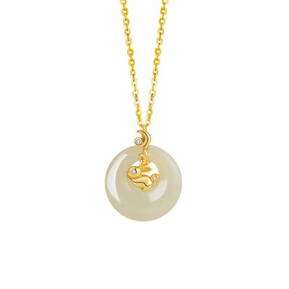 Fire Goat 2027 Jade Peace Buckle Necklace