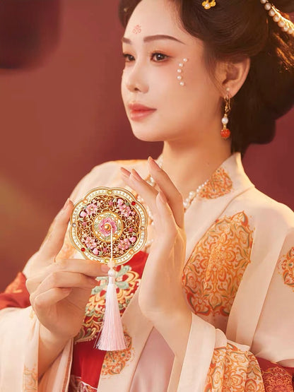 Golden Peony Treasure Pocket Mirror