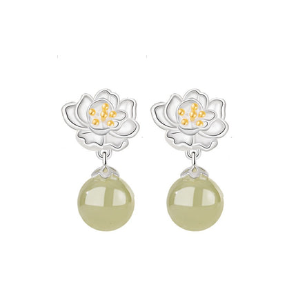Twelve Flower Goddesses Hetian Jade Drop Earrings