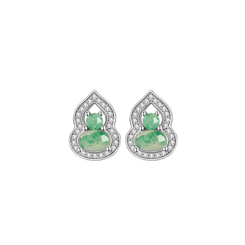 Mountain Mist African Jade Halo Gourd Earrings
