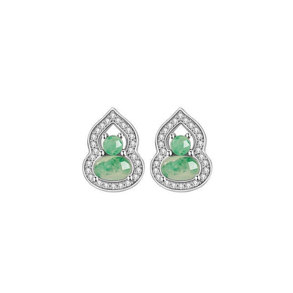 Mountain Mist African Jade Halo Gourd Earrings