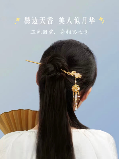 Moon Rabbit Among Clouds Hairpin