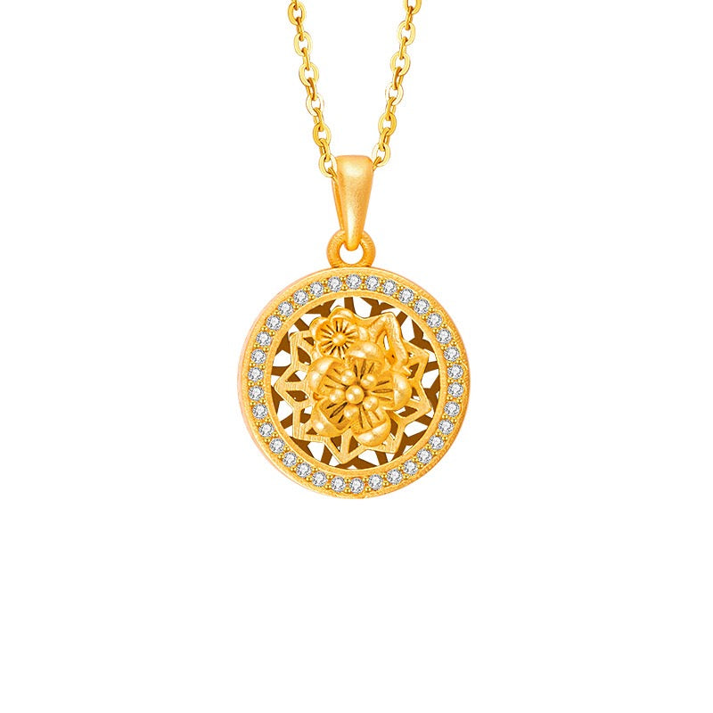 Twelve Flower Goddesses Spinning Medallion Necklace